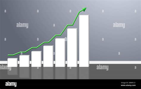 Business Growth Bar Graph With Rising Arrow 3d Illustration Stock