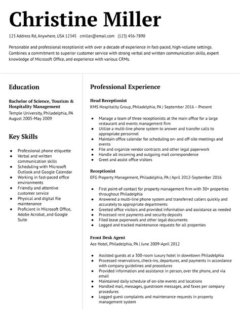 Resume Examples Receptionist Receptionist Resume Example Samples Pdf English