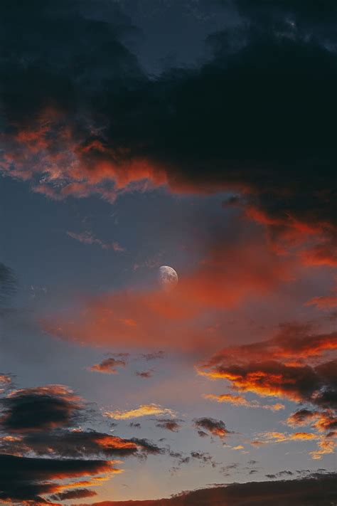 Portrait Display Clouds Moon Nature Sunset Sky Hd Phone Wallpaper