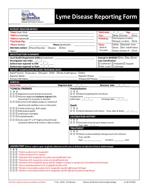 Fillable Online Lyme Disease Reporting Form OEPS Fax Email Print