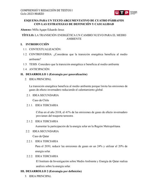 Esquema DE Ideas Fgf COMPRENSI Y REDACCIN DE TEXTOS I Ciclo 2023