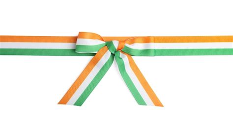 Premium Photo Indian Flag Ribbon With Bow On White Background Top View