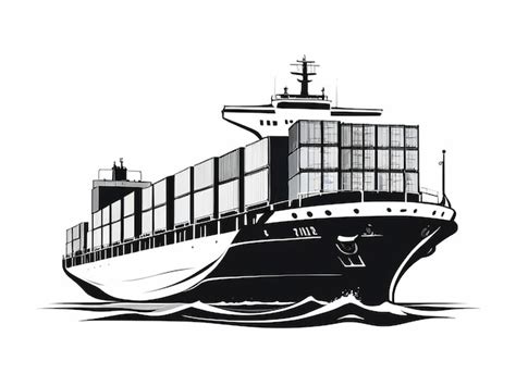 Premium Photo Container Ship Logo Monochrome Design Style Isolated On