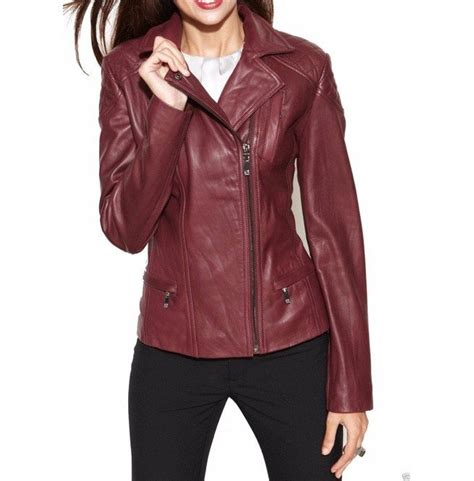 Women Fashion Maroon Color Leather Jacket Biker Leather Jacket Footeria