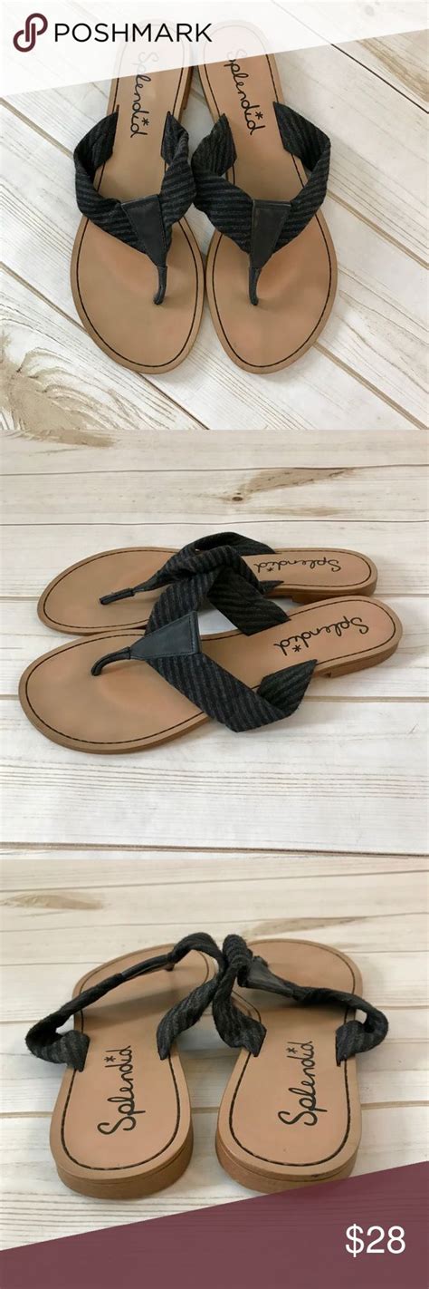 Splendid Black Fabricleather Flip Flop Sandals Leather Flip Flop