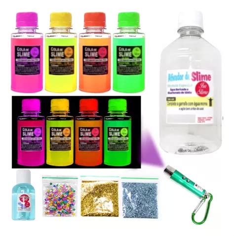 Mini Kit Para Fazer Slime Colas Neon Luz Negra Parcelamento Sem Juros