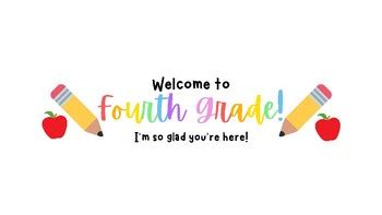 Fourth Grade Google Classroom Welcome Banner - 7 Different Colors!