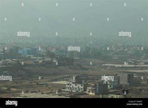 Heavy Pollution And Smog Hang In The Air Over Kathmandu Valley Nepal