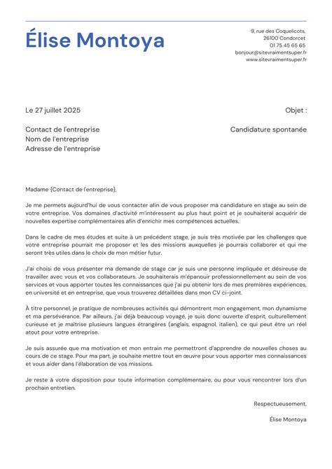 Comment Crire Une Lettre De Motivation Exemple De Lettres Lettre