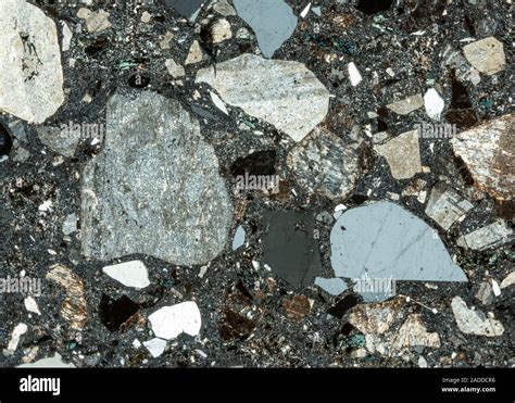 Rhyolite Mineral Rock Crystals Polarised Light Micrograph This Rock