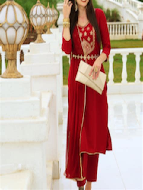 Buy KALINI Floral Embroidered Regular Sequinned Straight Kurta