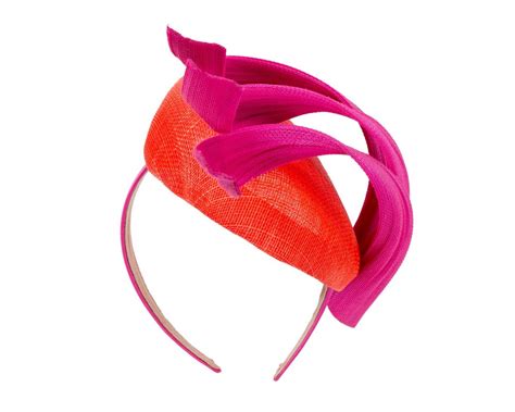 Designers Orange Fuchsia Pillbox Racing Fascinator By Fillies