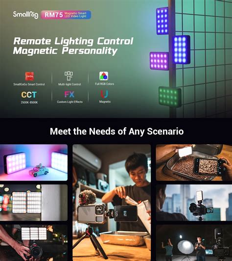 SmallRig RM75 Magnetic Smart LED Video Light 2500 8500K On Camera RGB