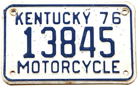 1976 Kentucky Motorcycle License Plate Brandywine General Store