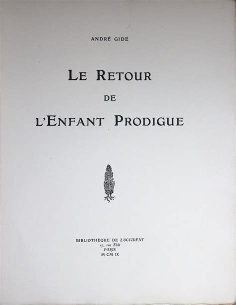 Le Retour De L Enfant Prodigue By Gide Andr Tr S Bon Couverture