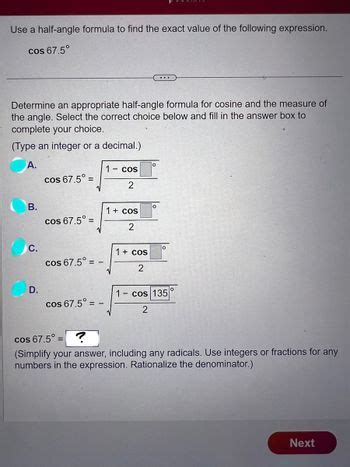 Answered Use A Half Angle Formula To Find The Bartleby