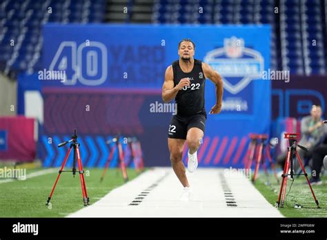 Washington wide receiver Rome Odunze runs a drill at the NFL football ...