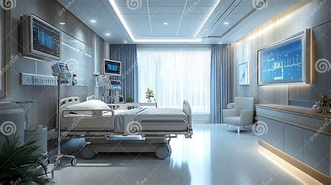Generative AI Luxury ICU Room in the Modern Hospital with Furniture and ...