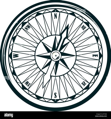 Compass, ship navigation and nautical marine equipment, vector icon ...