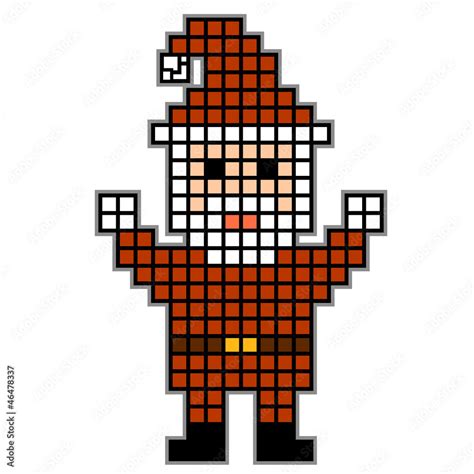 Pixel Santa Christmas Theme White Vector Illustration 10 Eps Stock