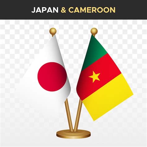 Japón contra Camerún banderas japonesas 3d bandera de escritorio de pie