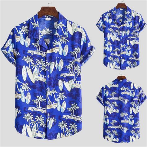 Poteti Mens Summer Shirts Clearance Hawaiian Beach Short Sleeve