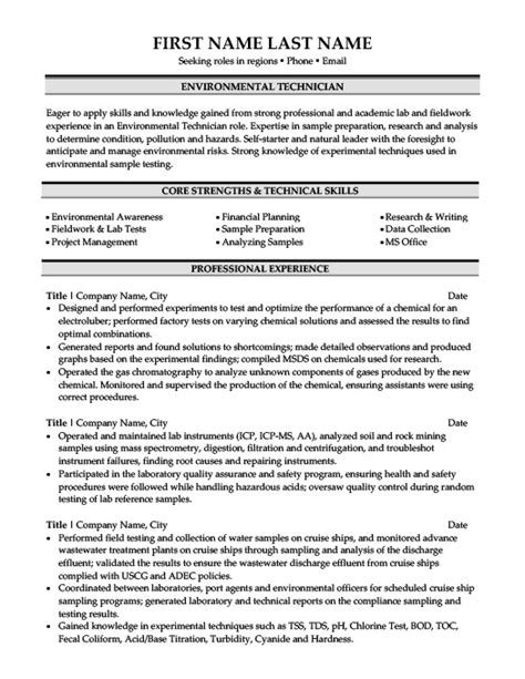 Environmental Technician Resume Template Premium Resume Samples Example