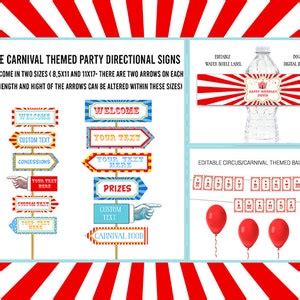 Carnival Theme Party Bundle, Invitations & Decorations, Printable ...