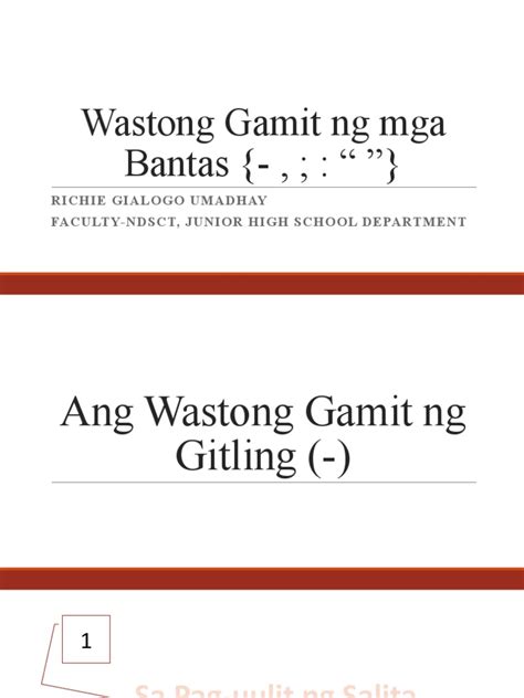 Wastong Gamit Ng Mga Bantas Pdf