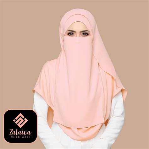 Jual Niqab Putih Cadar Tali Layer Zalaiva Niqob Tanpa Jahitan Bawah