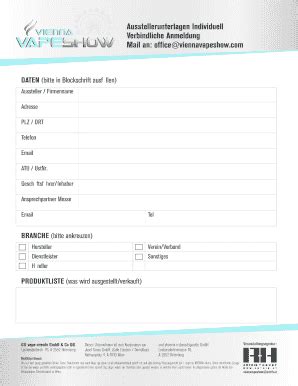 Fillable Online Ausstellerunterlagen Individuell Verbindliche Anmeldung