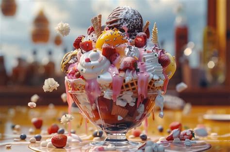 Premium Photo A Person Indulging In A Decadent Ice Cream Sundae