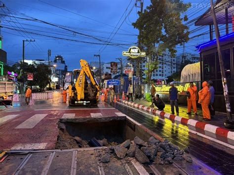 Floods In Pattaya Cause Part Of Third Road To Collapse Pattaya News