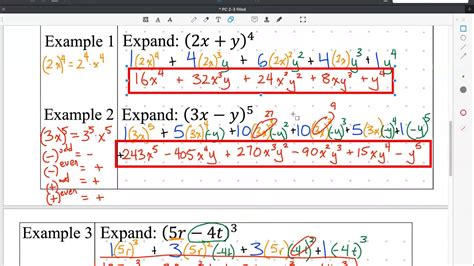 Precalculus Notes 2 3 Expand Binomials Using The Binomial Theorem Part 2 Of 2 Youtube