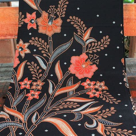 Vintage Flowers Orange And Black Pure Cotton Traditional Indonesian