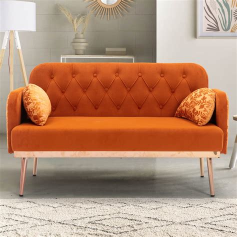 Retro Orange Velvet Couch Atelier Yuwa Ciao Jp