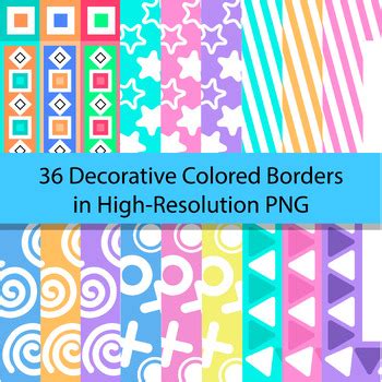 Decorative Colored Borders for Worksheets/Handouts/Activities | TPT