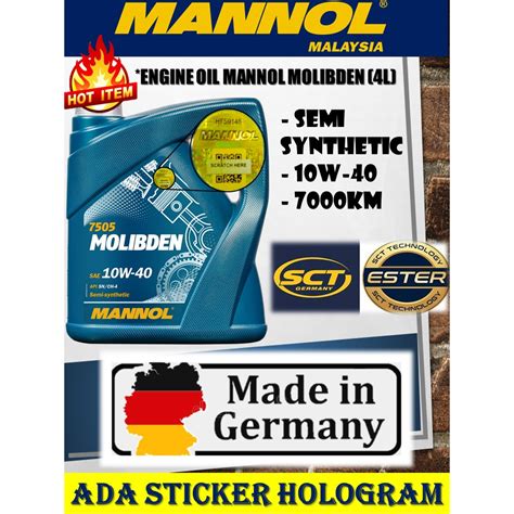 MANNOL Engine Oil Molibden Benzin 10W40 MN7505 Semi Synthetic Made In