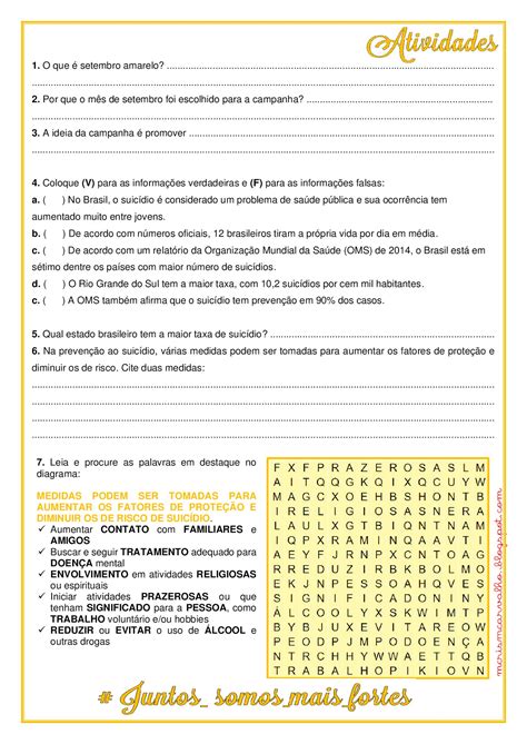 Texto Sobre Setembro Amarelo Com Interpretação - Texto Sobre Setembro Amarelo Com Interpretação - METOBRAIN