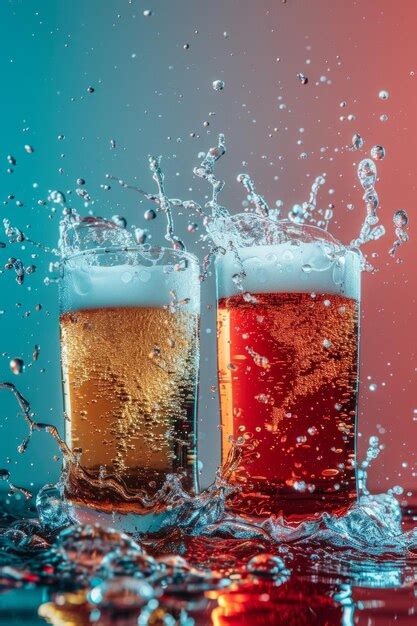 Premium Photo Two Glasses Of Beer With Water Splash