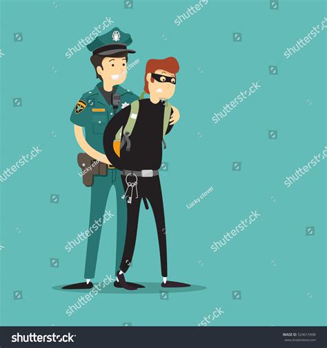 Policeman Catch Thief Vector Illustration 524615998 Shutterstock