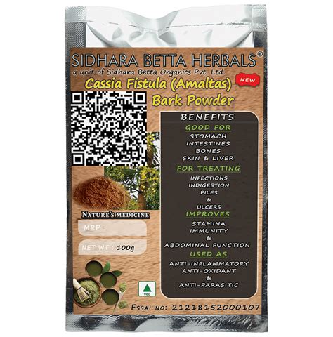 Sidhara Betta Herbals Cassia Fistula Amaltas Bark Powder Buy Packet Of 100 0 Gm Powder At Best