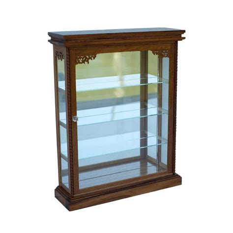 Small Wall Curio Cabinet 1 Door 4 Shelves Display Case Hung On Wall Hanging Antique Cabinet