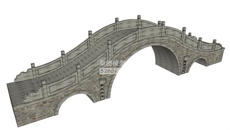 三孔拱桥su模型sketchup草图大师skp模型