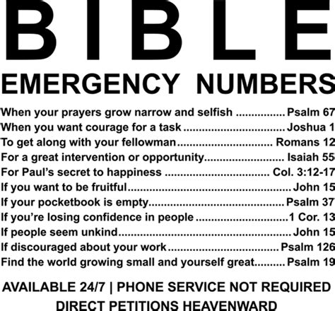 Bible Emergency Numbers Printable Printable Word Searches