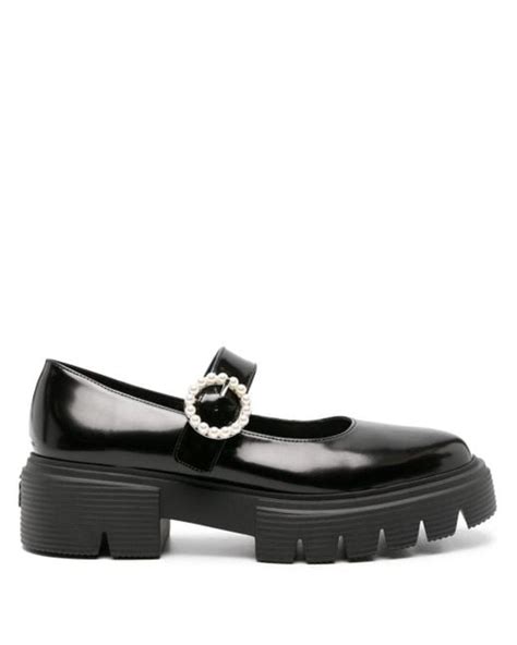 Stuart Weitzman Nolita Leather Mary Jane Loafers In Black Lyst