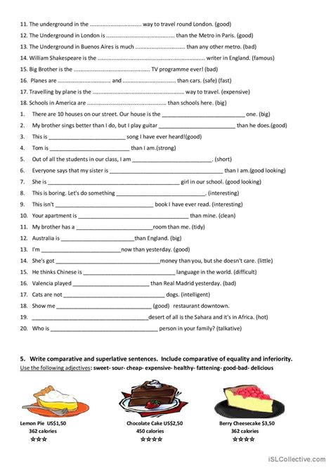 Comparative And Superlativ English ESL Worksheets Pdf Doc