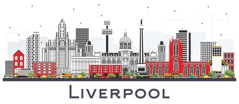 Liverpool Skyline with Color Buildings Isolated on White. 17032162 ...