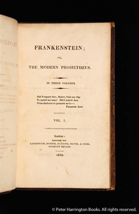 Lord Byrons Copy Of Frankenstein To Be Sold By Peter Harrington