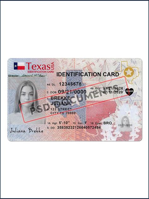 Texas Identification Card PSD Template | PSD Documents